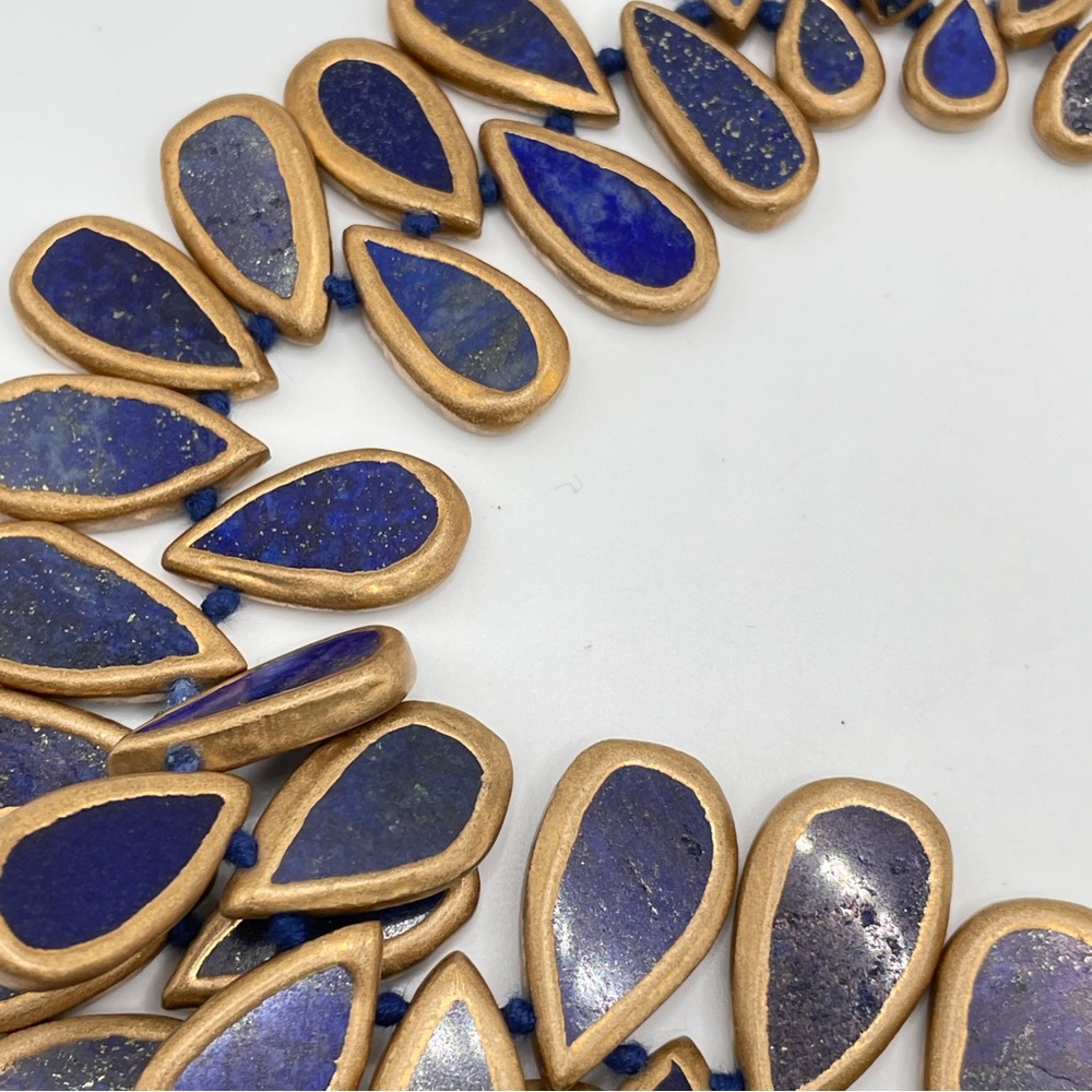 Rarities Carol Brodie African Lapis 2 Strand Statement Necklace RETIRED RARE - Picture 2 of 16